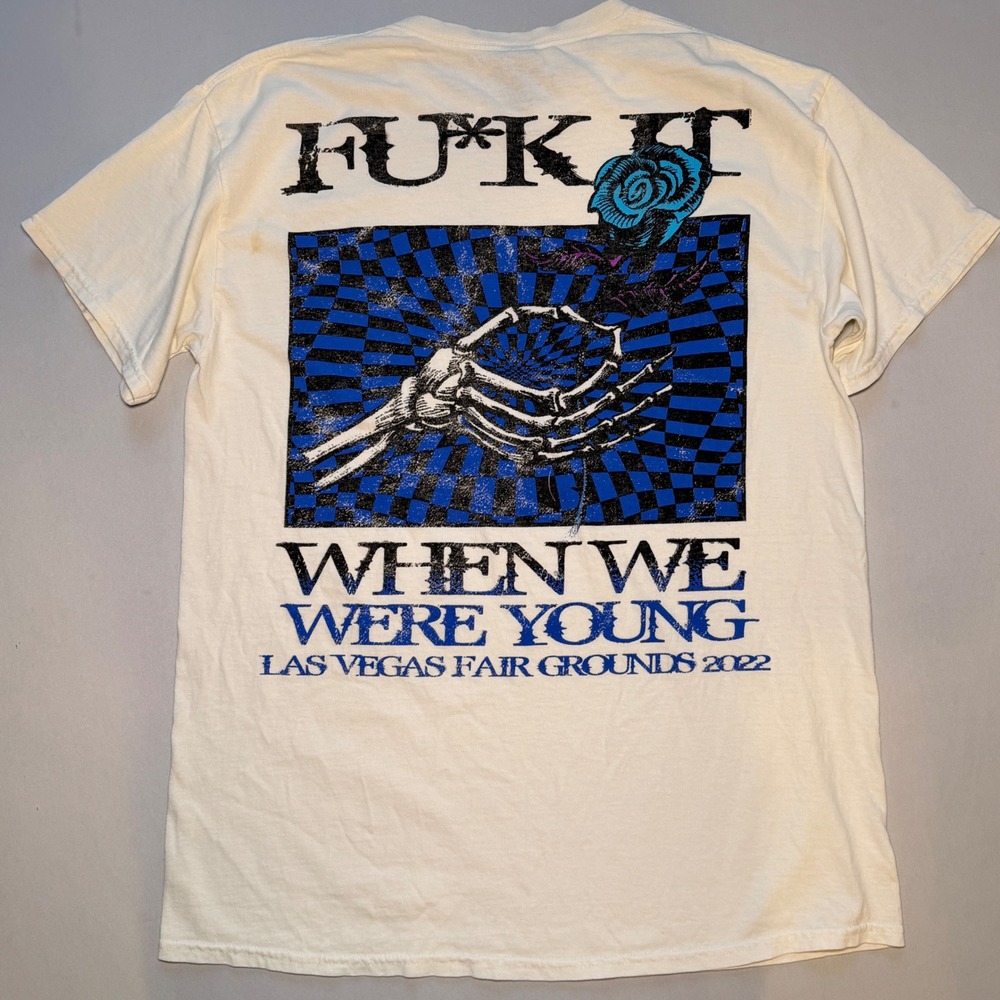 When We Were Young Festival 2022 Shirt Mens L Cream Fu*K IT Rare Emo Rose Bones